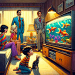 Televisor-acuario: donde el drama en pantalla competía con la tranquila vida marina, y los peces siempre se llevaban el Emmy. 📺🐠🎬