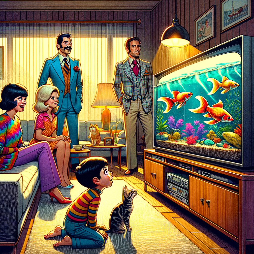 Televisor-acuario: donde el drama en pantalla competía con la tranquila vida marina, y los peces siempre se llevaban el Emmy. 📺🐠🎬