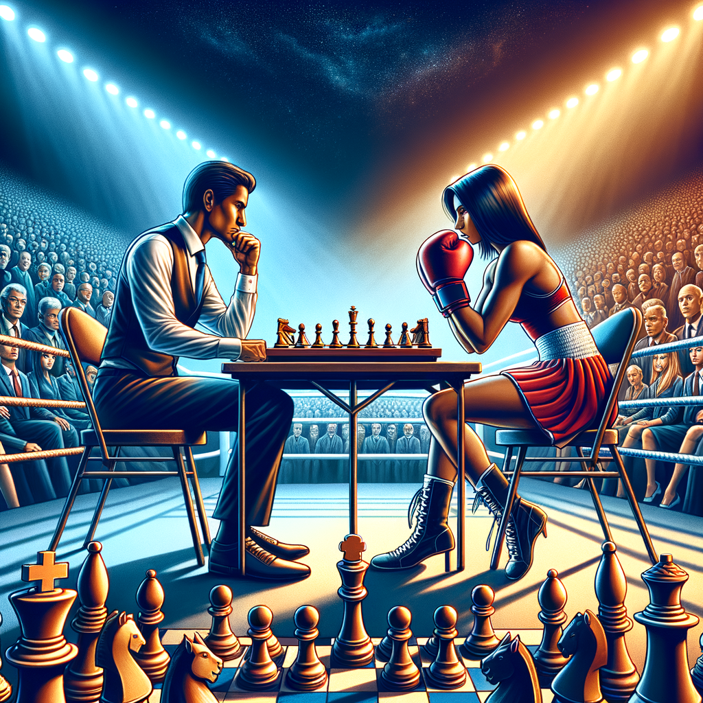 Cuando el ajedrez se calza guantes y el ring se llena de tableros, prepárate para ver mentes brillantes esquivando ganchos y peones. La victoria, un jaque mate... o una mandíbula intacta. 🥊♟️💥