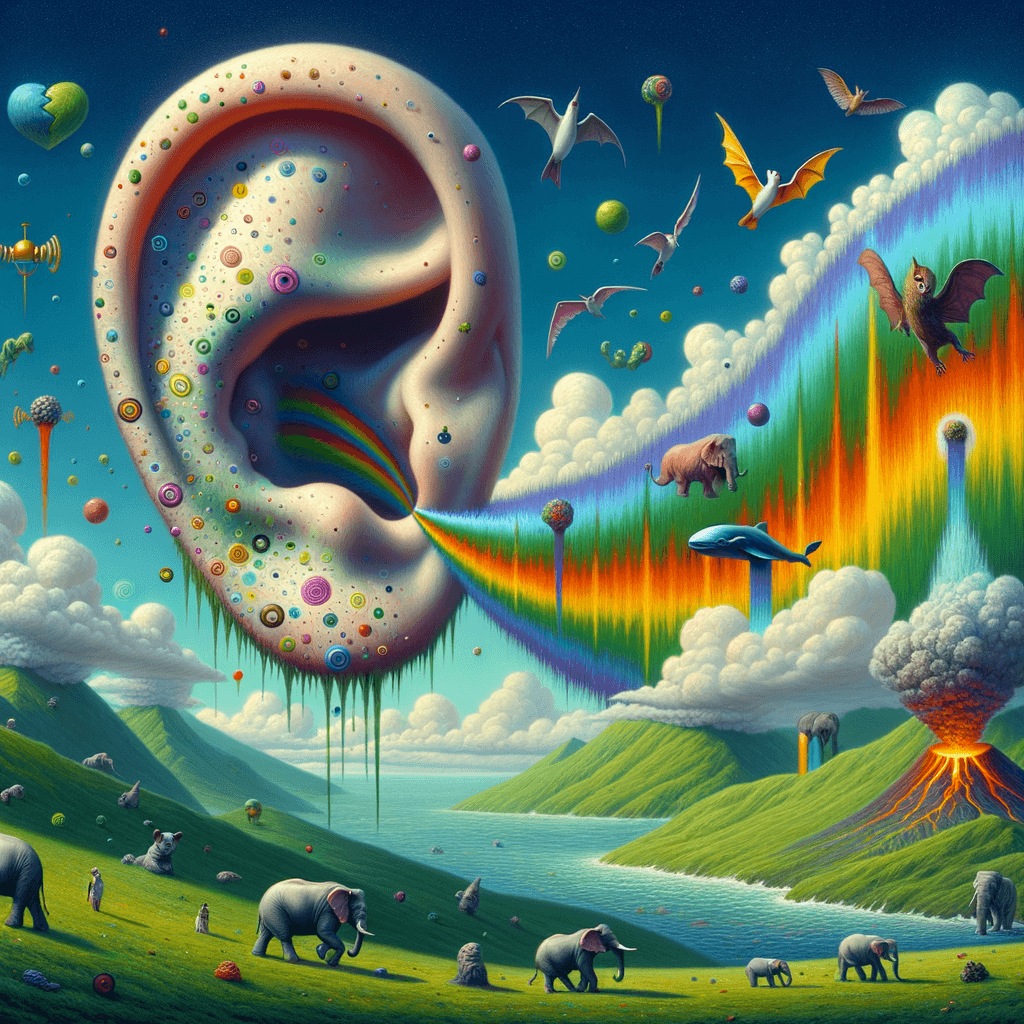 Elefante y ballena comunicándose mediante ondas de infrasonido sobre un mapa terrestre