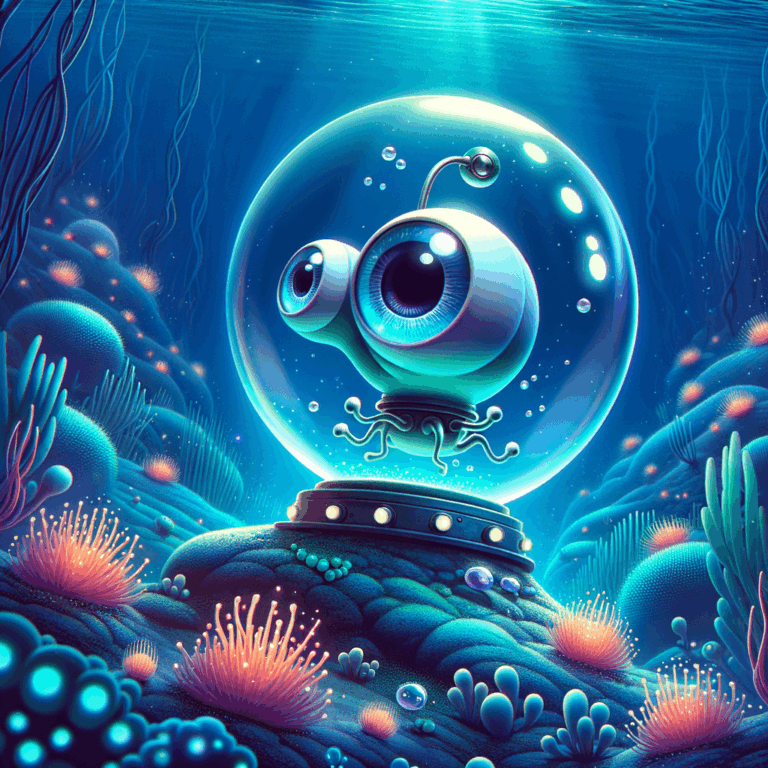 Pez con cabeza transparente mostrando su cerebro en un entorno oceánico