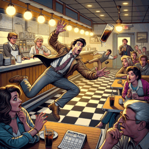Marty McFly atrapando una botella de Pepsi en el set de "Volver al Futuro"