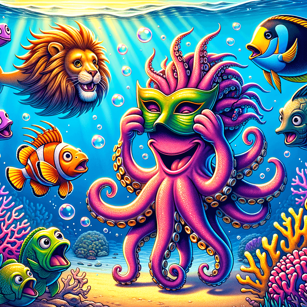 Pulpo cambiando de forma para parecerse a un pez león en el océano