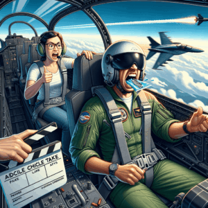 Tom Cruise como Maverick mascando chicle en la cabina de un jet en "Top Gun"