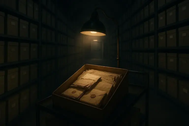 Archivos secretos del Vaticano: del mito al acceso documental 1 Archivos secretos del Vaticano en una caja con sobres iluminados por una lámpara